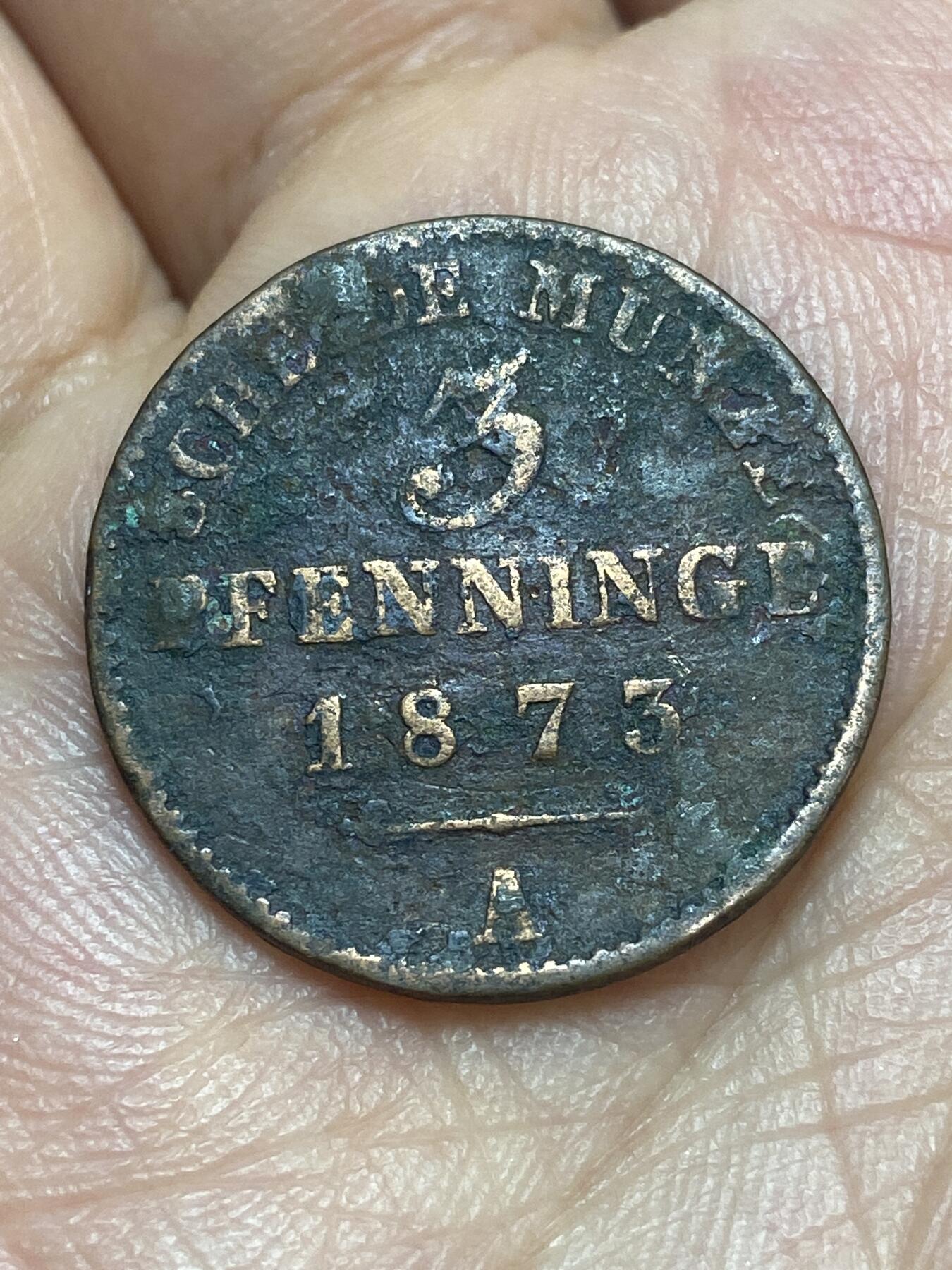 2026年第二十八场(总第一百九十七场）新春初七特拍场(佣金3%最低1元) 德意志邦国–普鲁士王国1873年3芬尼(等值1/120泰勒，威廉一世时期，关门年，A标柏林造)