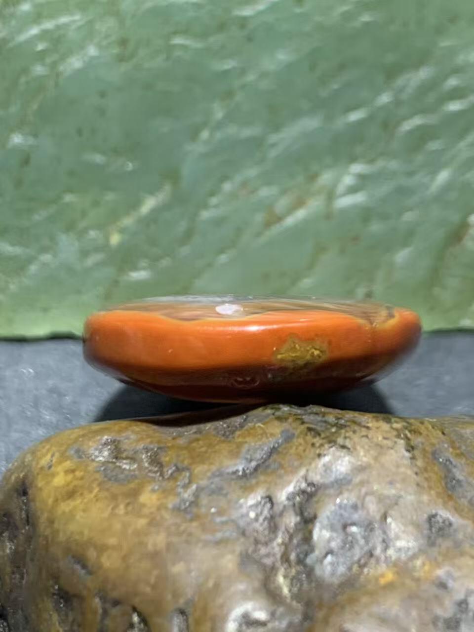 精美冰飘心天眼纹高玉化战国红玛瑙牌子，吊坠一个，