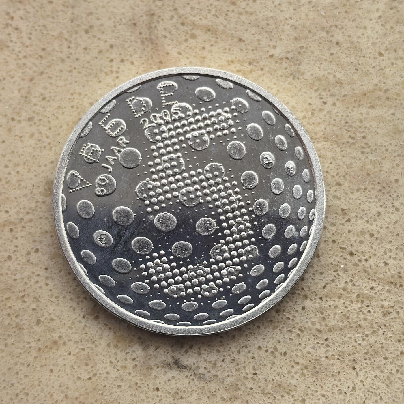 道一币馆币章第一百六十五场 荷兰2005年欧洲自由和平60周年5欧元银币  11.9g 925s