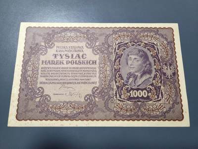 2月18号晚上8点 外国纸币自动截拍第27场 - 波兰人民共和国 1000马克 兹罗提 1919年 原票 几乎全新