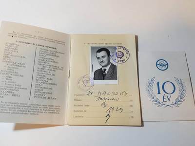 韵星假日军品类拍卖第41期 -- Rimey Holidays Militaria Auction 41 - 匈牙利人民共和国资深汽车协会会员Danszky Ferenc博士 汽车协会十年荣誉成员证章证书 匈牙利华约地区国际驾照一组