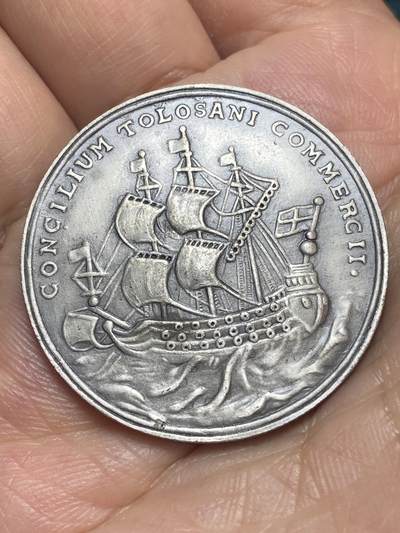 2026年第二十八场(总第一百九十七场）新春初七特拍场(佣金3%最低1元) - 法国1703年铜镀银代币(图卢兹商会代币，直径35.8mm、重21.75克，Bronze铜标，1880年后铸版)