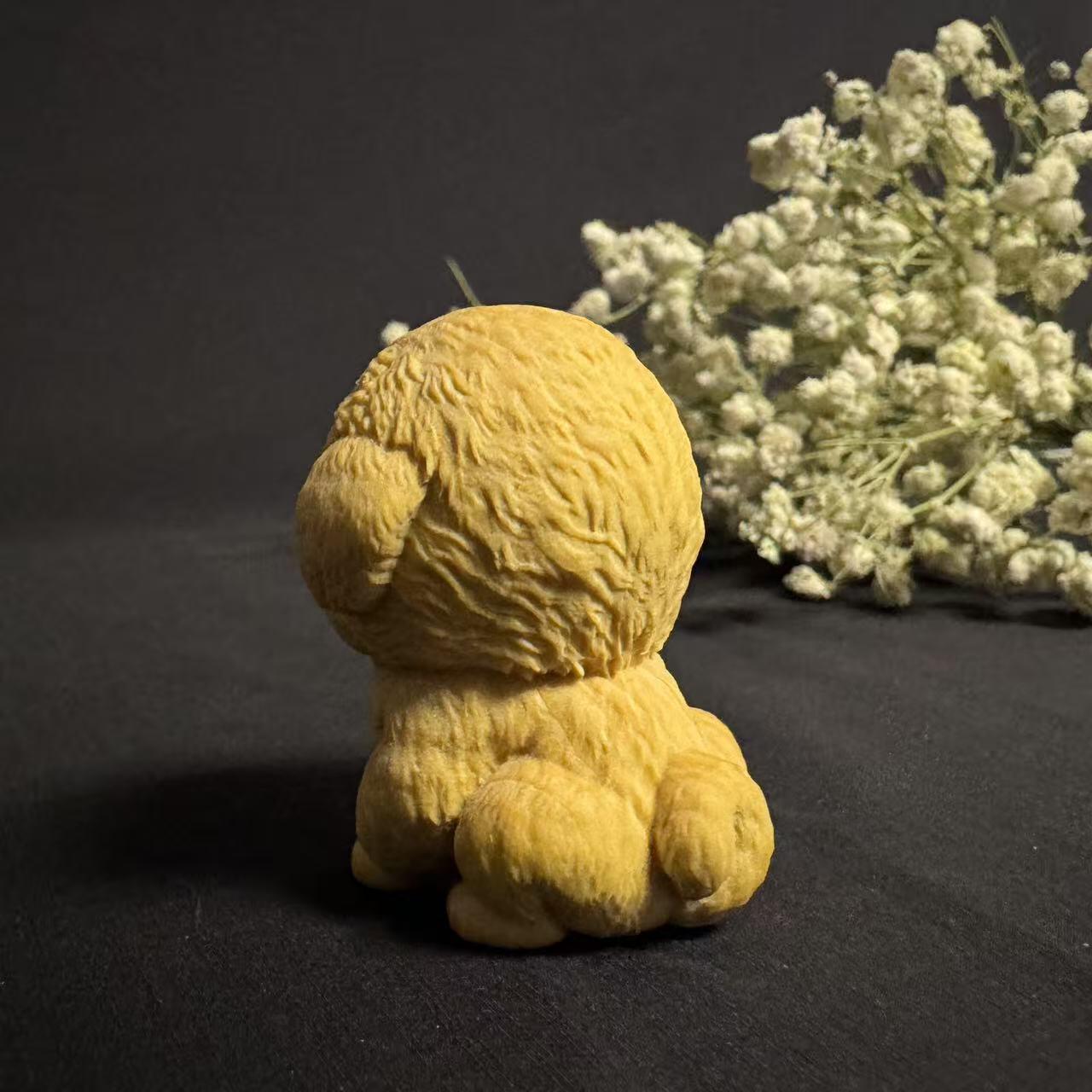 零元拍：哈基米系列，黄杨木雕12生肖之：狗宝宝，高约：40MM。就这么可耐