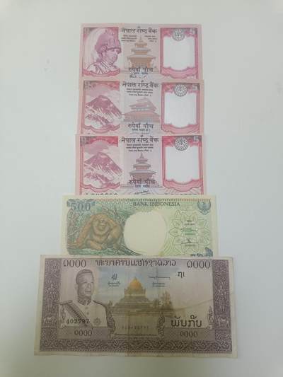 【20260219】非全新纸币和硬币第337场 - 亚洲国家5张纸币