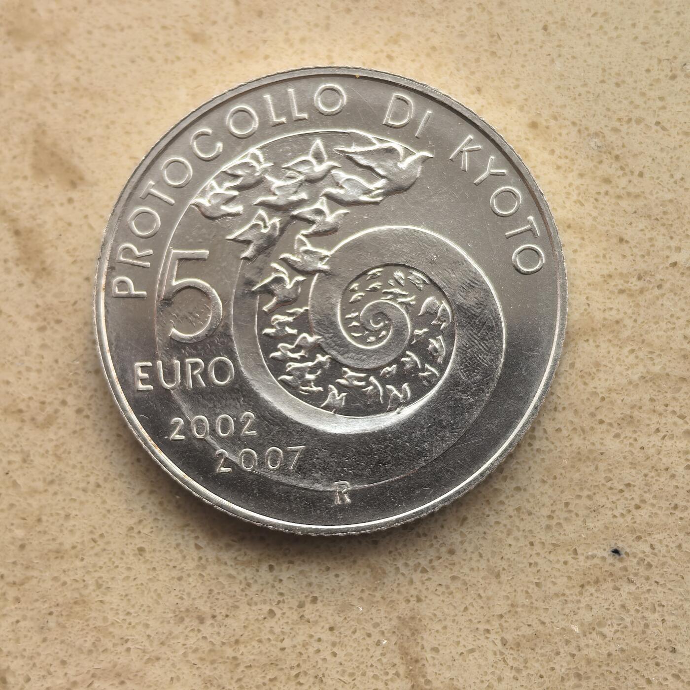 道一币馆币章第一百六十五场 意大利2007年东京议定书5周年5欧元银币   18g 925s