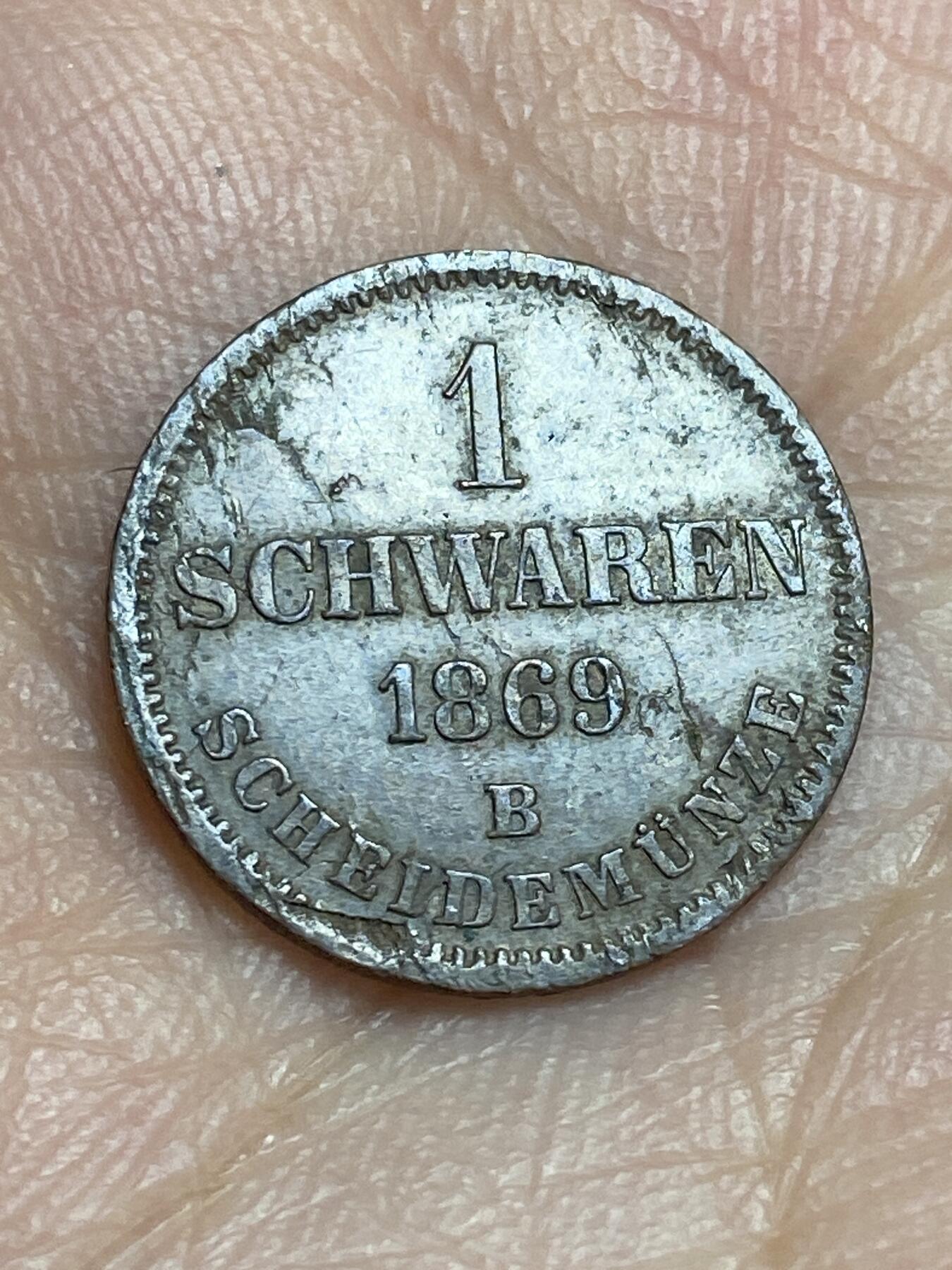 2026年第二十八场(总第一百九十七场）新春初七特拍场(佣金3%最低1元) 德意志邦国–奥尔登堡大公国1869年1施瓦伦(尼古拉斯·弗里德里希·彼得大公时期，汉诺威造，铸币师西奥多·威廉·布鲁尔)