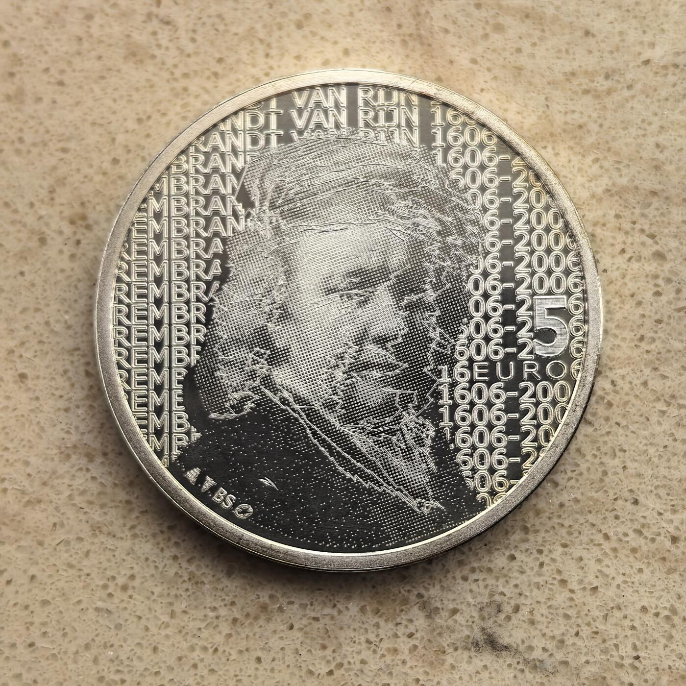 道一币馆币章第一百六十五场 欧洲之星 荷兰2006年画家伦勃朗诞辰400周年5欧元精制银币  11.9g 925s