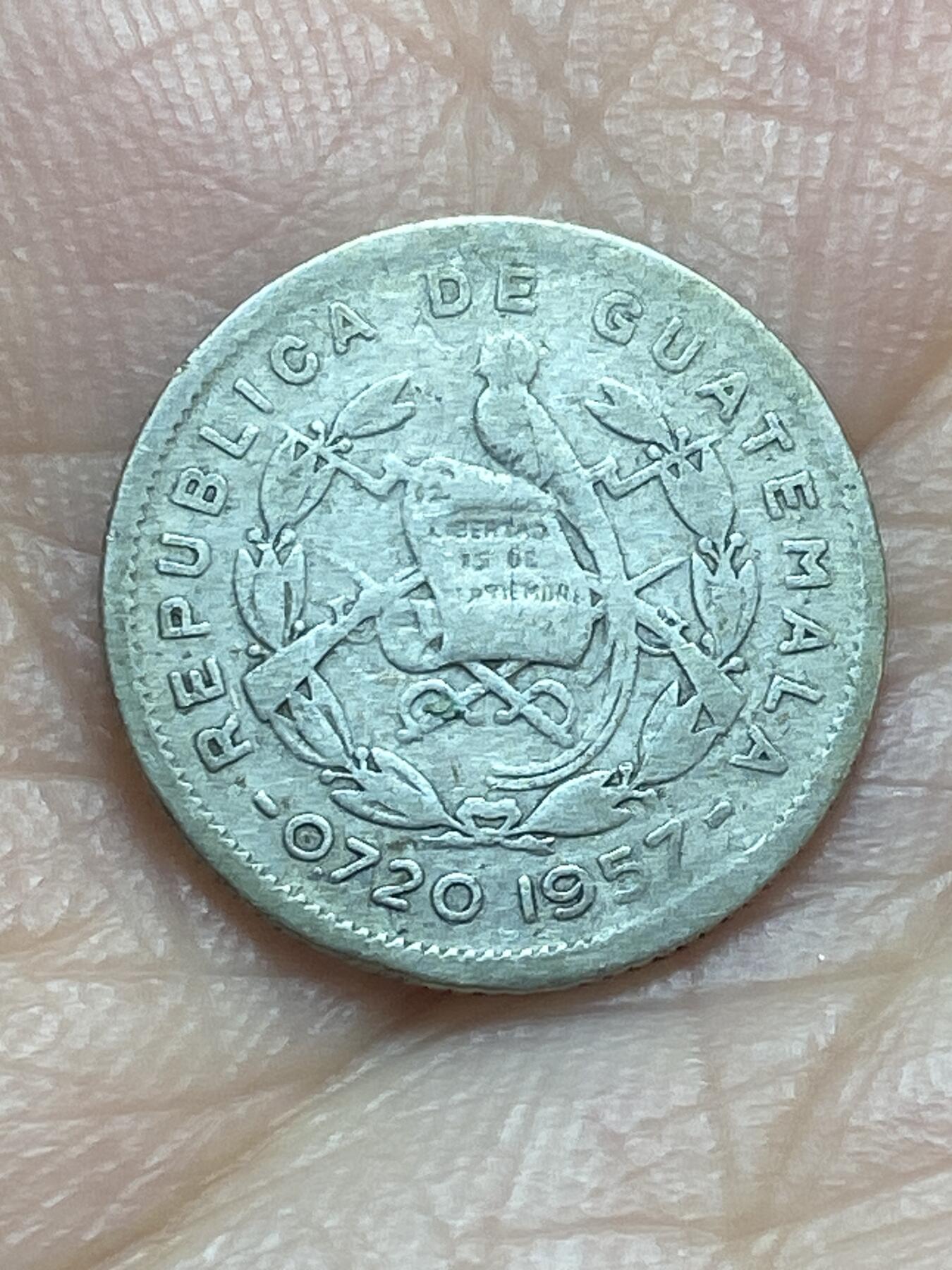 2026年第二十八场(总第一百九十七场）新春初七特拍场(佣金3%最低1元) 危地马拉🇬🇹1957年5分银币(树版第二版关门年，720银)