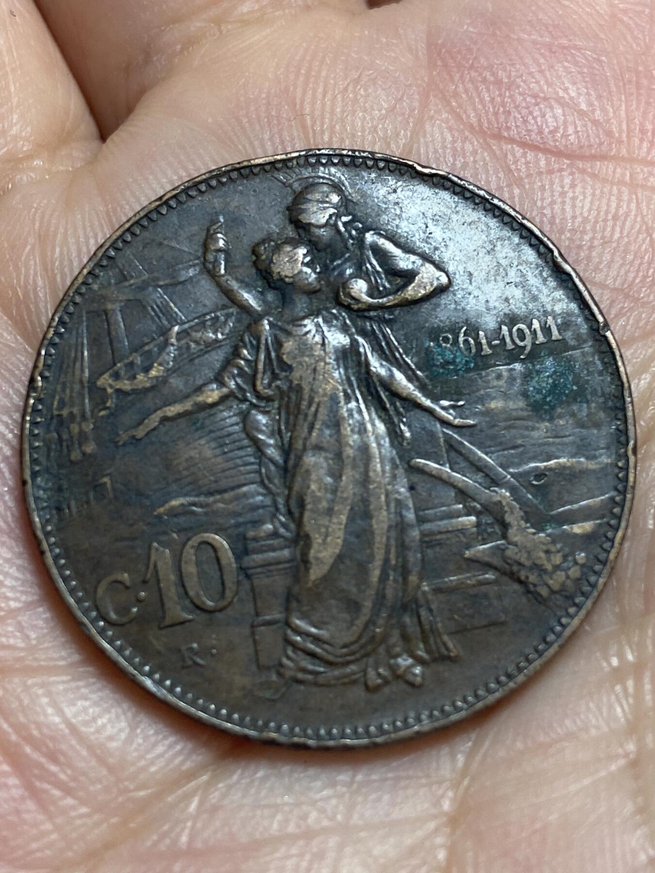 2026年第二十八场(总第一百九十七场）新春初七特拍场(佣金3%最低1元) 稀少熟美好品–意大利王国1911单年份10分(意大利王国建国50周年纪念币)