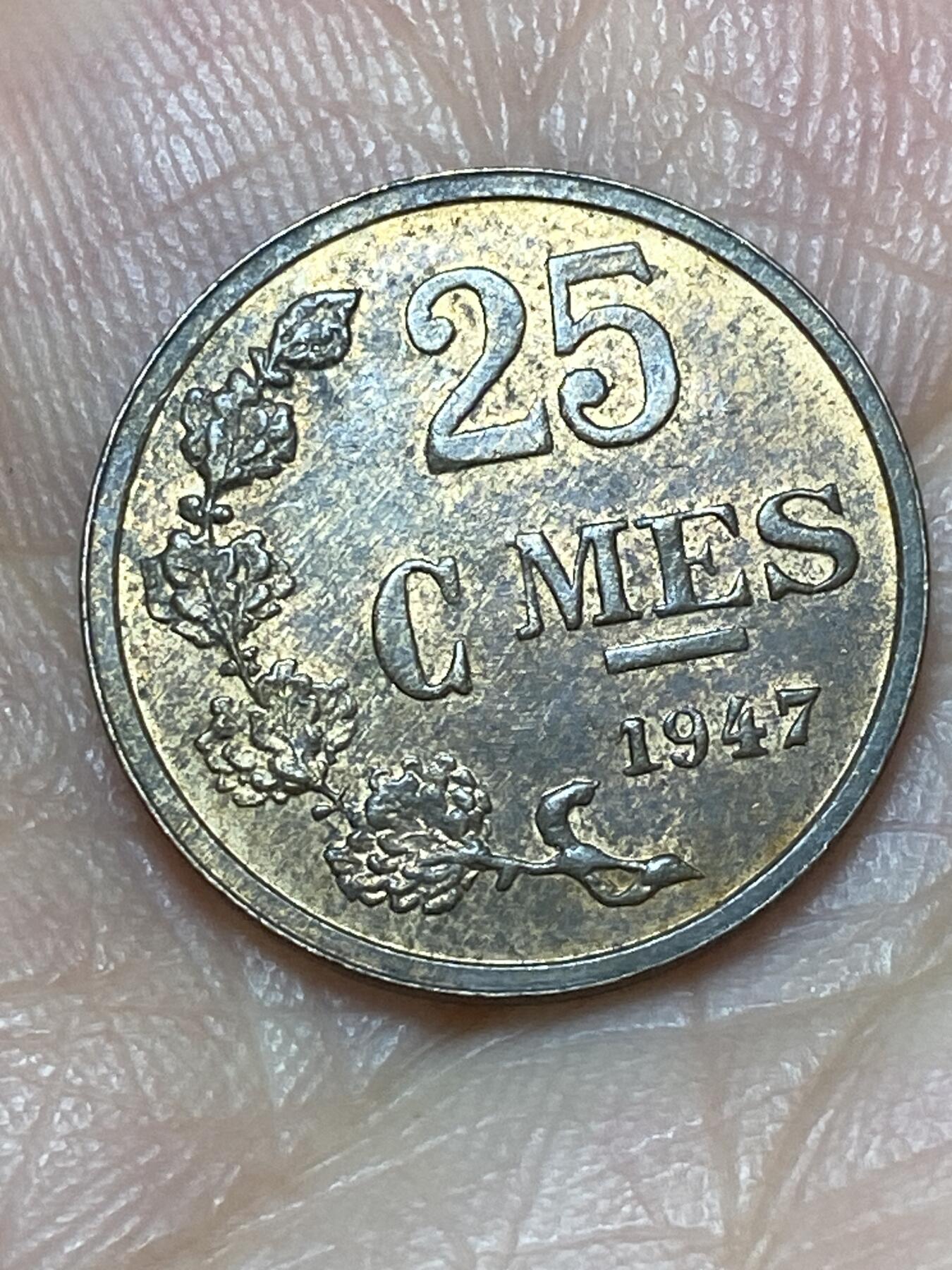 2026年第二十七场(总第一百九十六场）外国好品散币场(免佣金) 卢森堡🇱🇺1947年25分(第七任大公夏洛特夫人时期，第四版关门年仅发行2年)