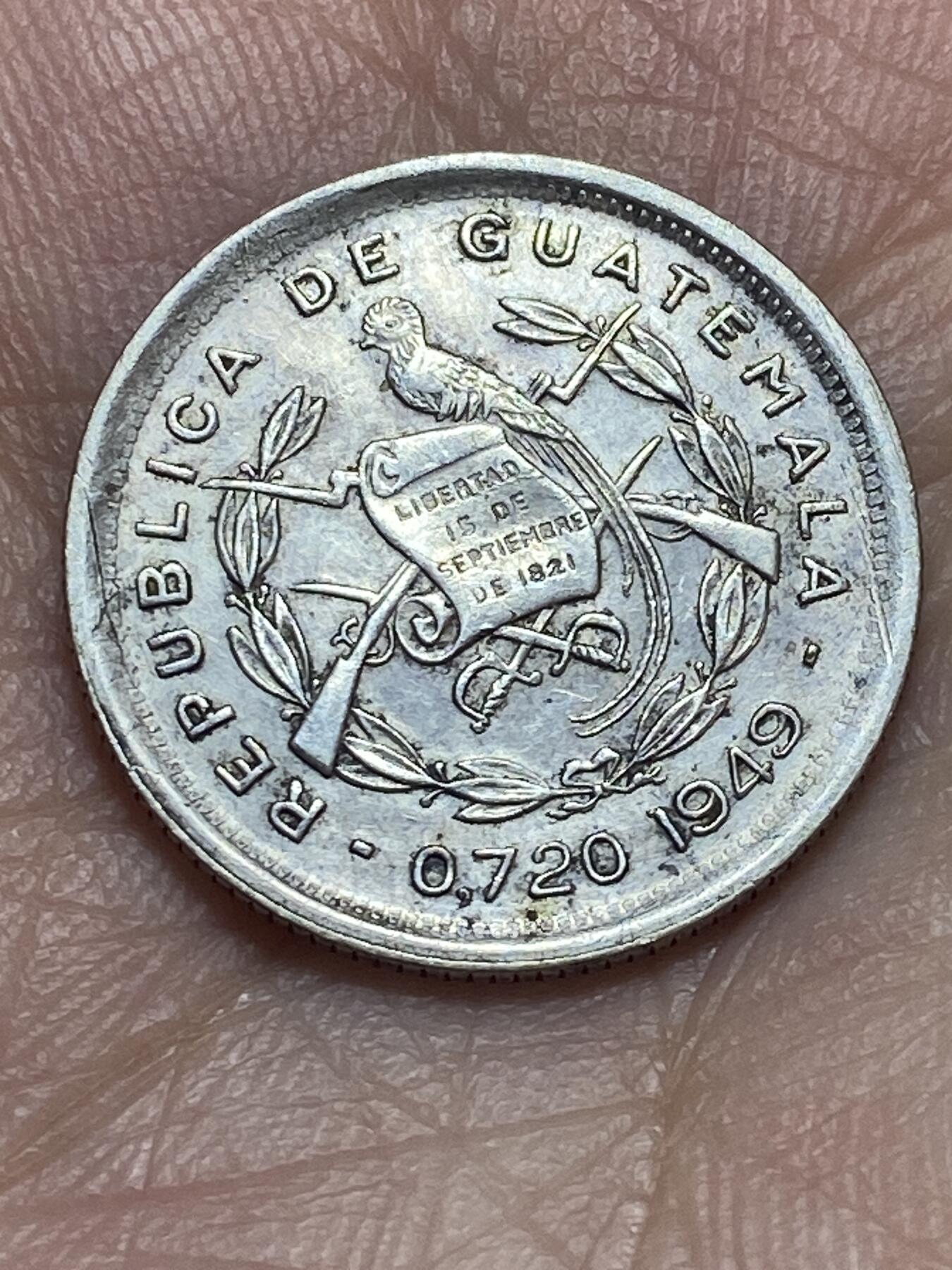 2026年第二十八场(总第一百九十七场）新春初七特拍场(佣金3%最低1元) 危地马拉🇬🇹1949年10分银币(图腾版第一版首发年，720银)