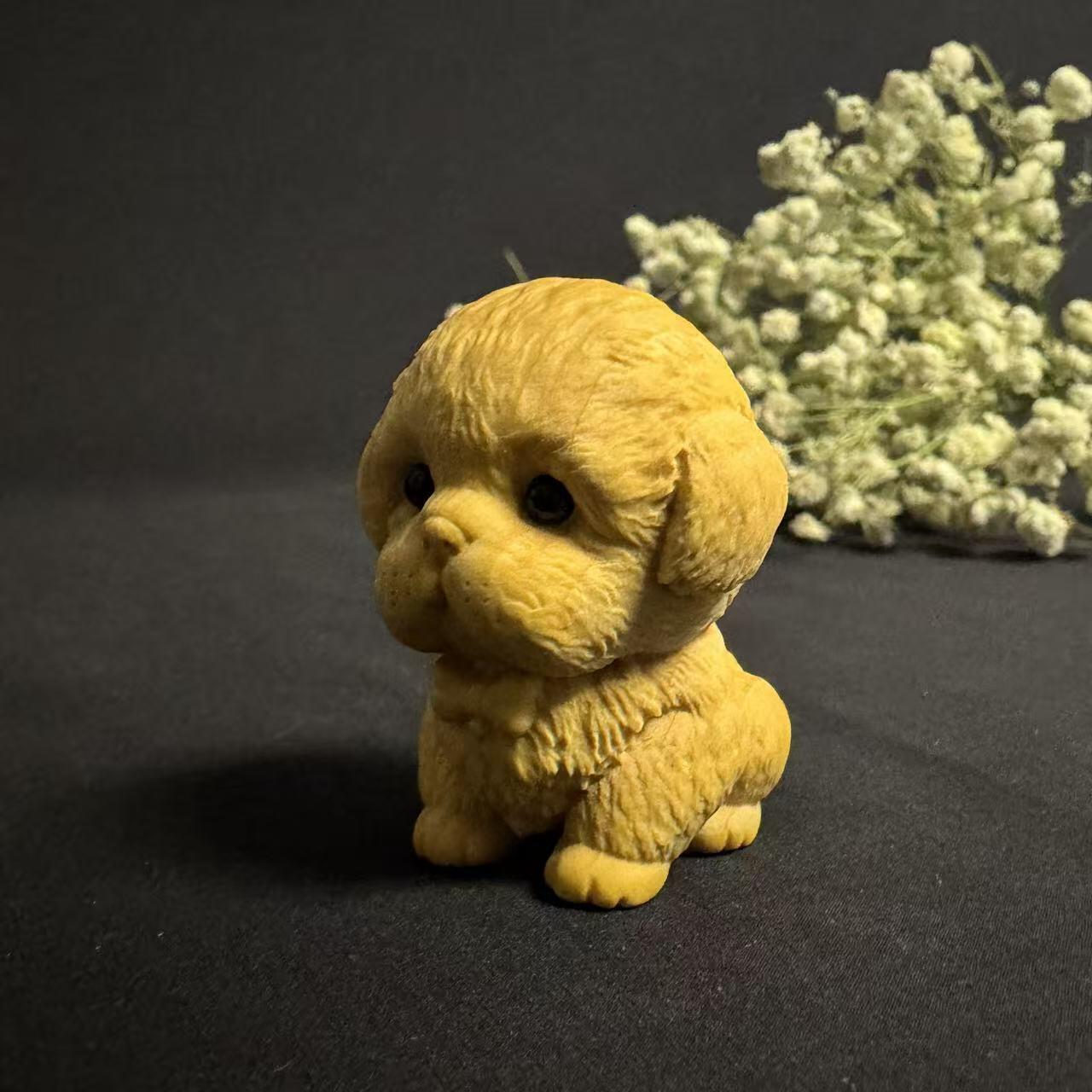 零元拍：哈基米系列，黄杨木雕12生肖之：狗宝宝，高约：40MM。就这么可耐