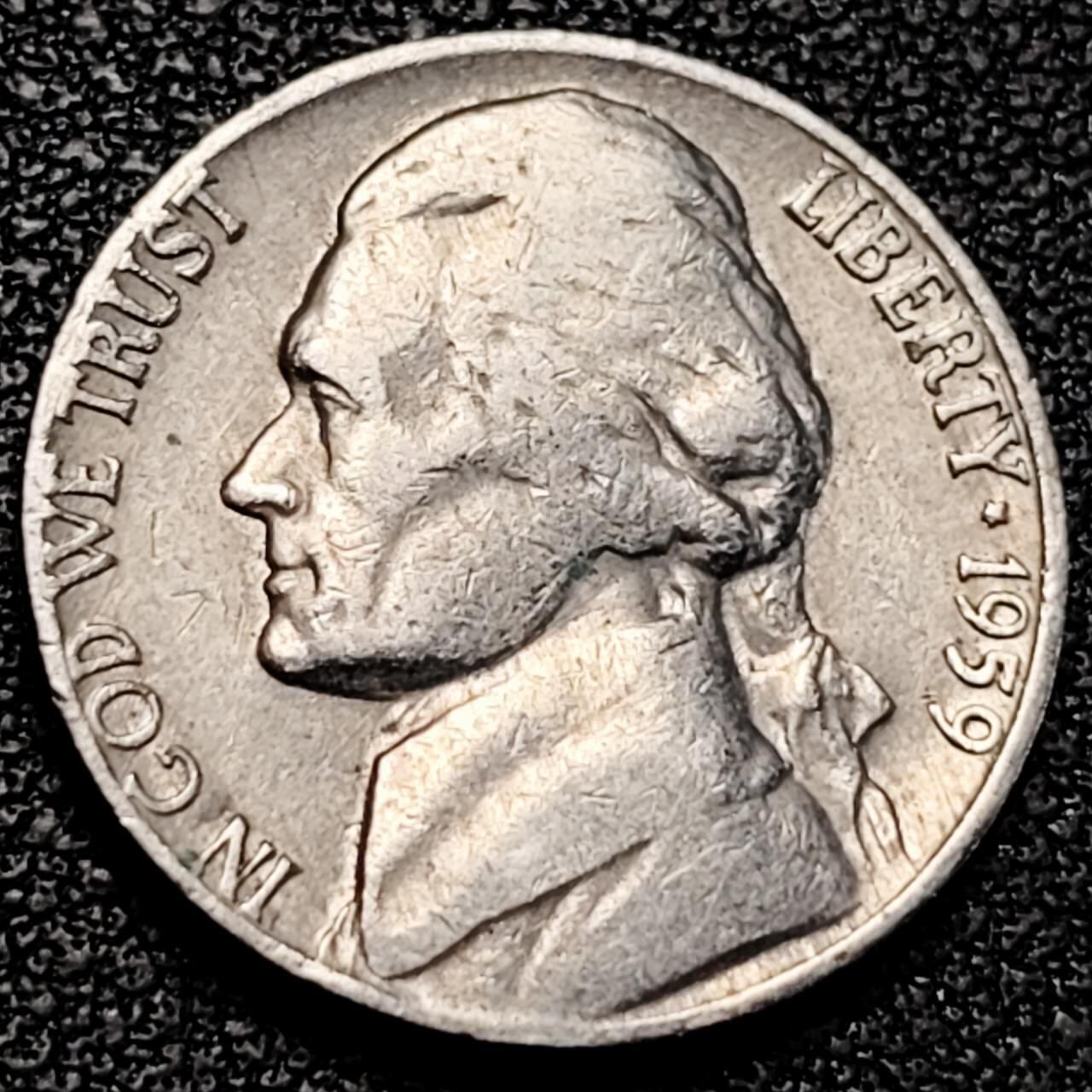 泉币菌-第190场-本场拍品多 请提前出价 （年后发货） 1959年 美国5美分 白宫 21.2mm 美洲