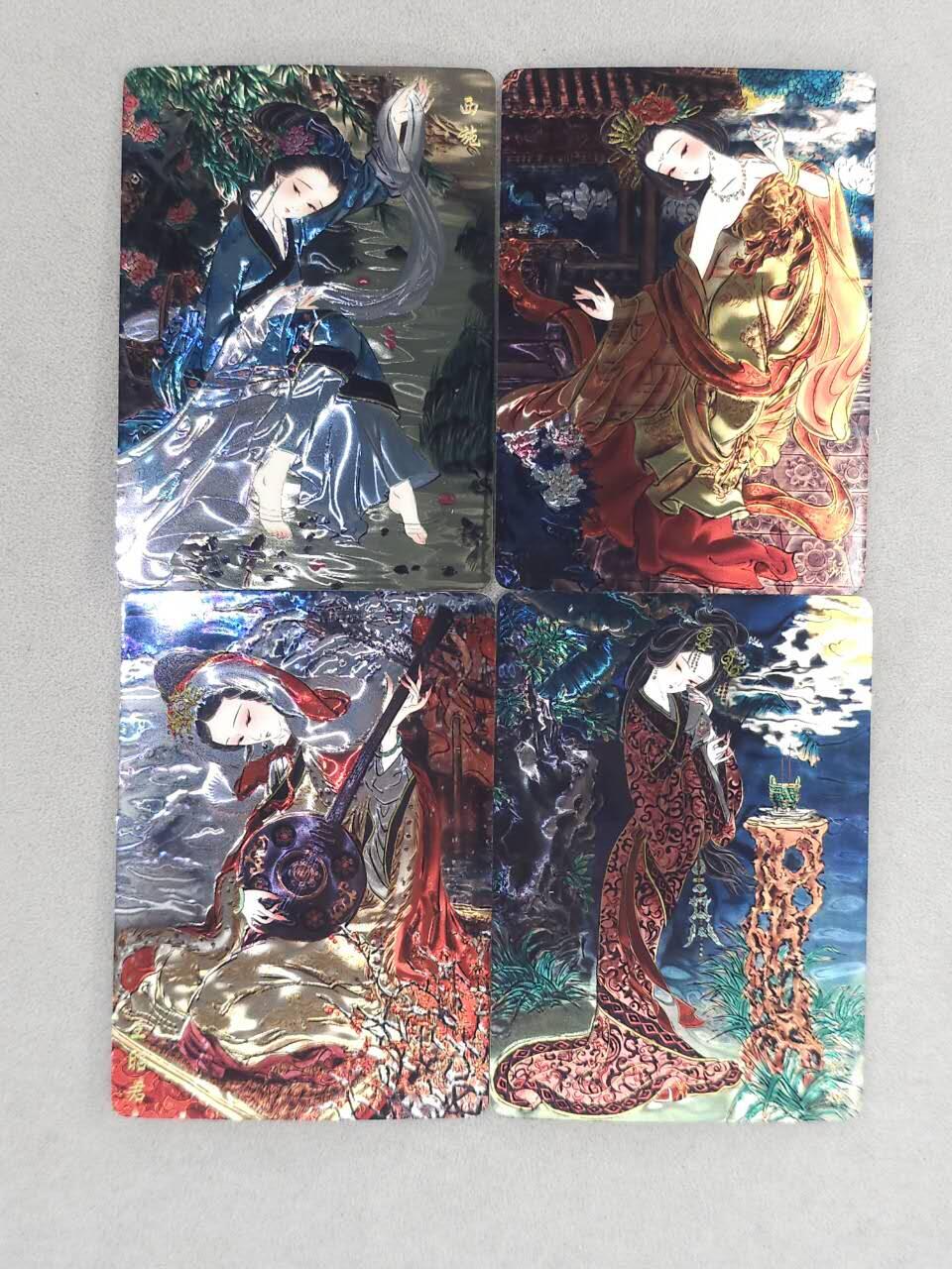 买就送PR！！龙虎卡牌-七六场（满200元包邮，无佣金，每周六结拍，欢迎送拍） 光刻4张 山河潮玩 心染 - 四大美女 一套