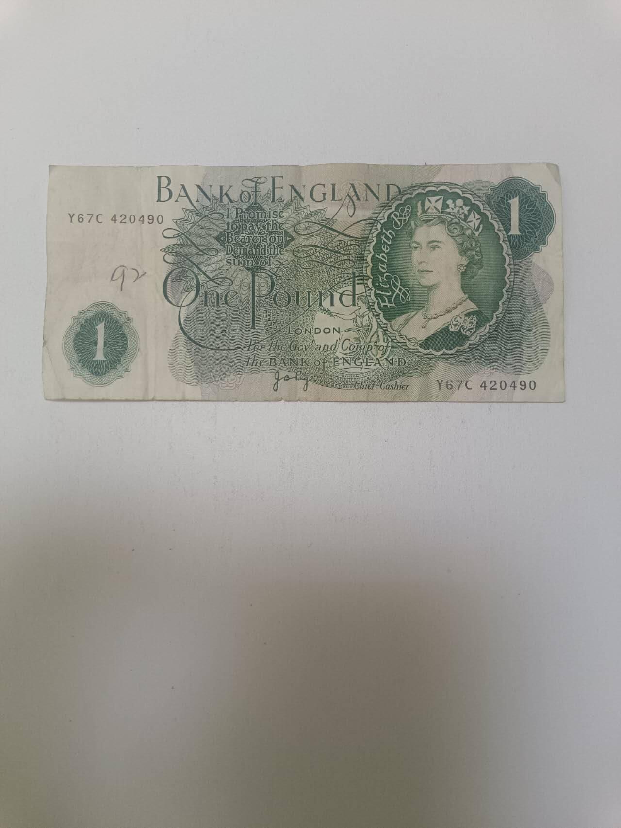 【20260219】非全新纸币和硬币第337场 英国C序列1镑，有字迹