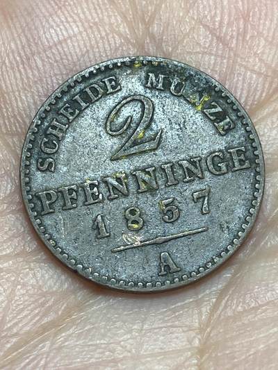 2026年第二十八场(总第一百九十七场）新春初七特拍场(佣金3%最低1元) - 德意志邦国–普鲁士王国1857年2芬尼(等值1/180泰勒，弗里德里希·威廉四世第四版，首发年A标柏林造)