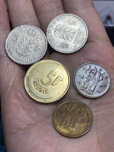 2026年第二十八场(总第一百九十七场）新春初七特拍场(佣金3%最低1元) - 比利时🇧🇪5枚：1963年76年86年5法郎，1962年70年50分(博杜安一世时期，法语荷语两个版)