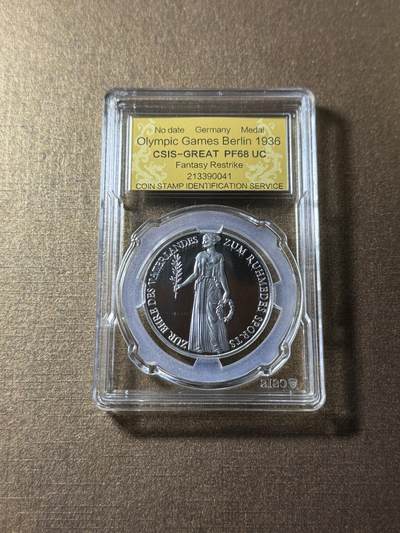 CSIS-GREAT评级精品钱币拍卖第三百四十期 - 德国1396柏林奥运会臆造章 CSIS68