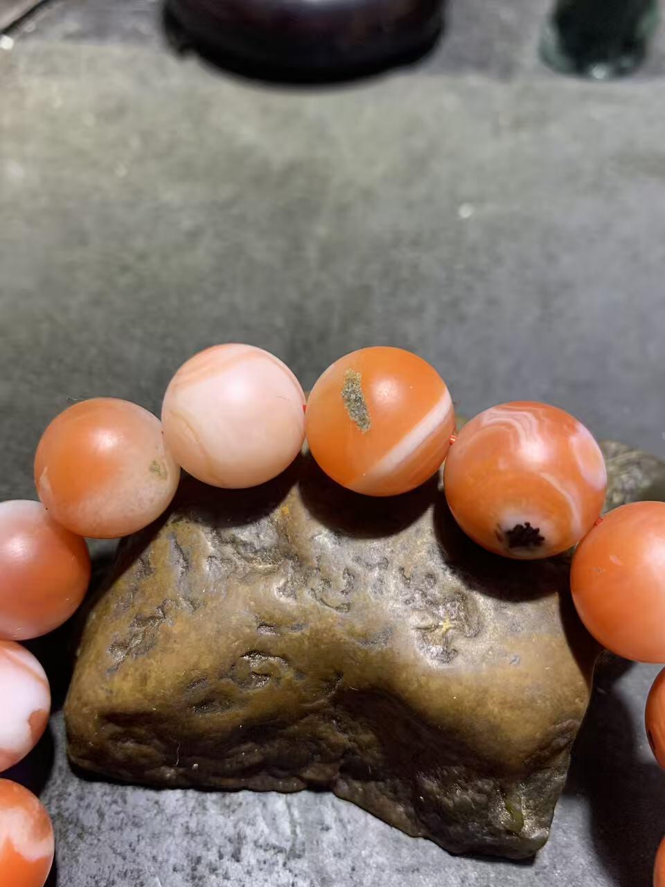 亚光原皮保山红白南红玛瑙单圈手串一条