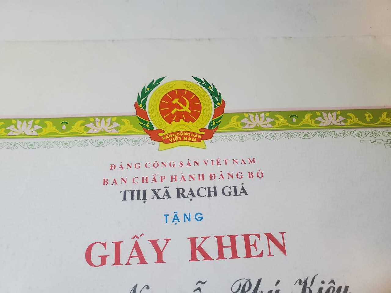 韵星假日军品类拍卖第41期 -- Rimey Holidays Militaria Auction 41 越南阮富桥局长党委优秀服务奖状 早期铜制光荣在党五十年奖章