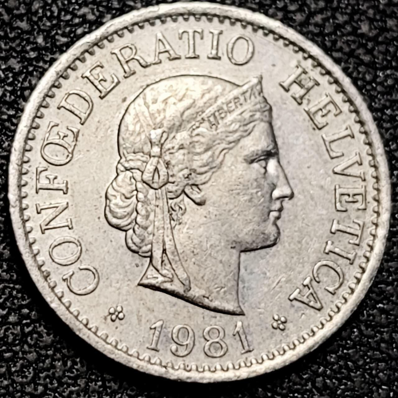 泉币菌-第190场-本场拍品多 请提前出价 （年后发货） 1981年 瑞士 10生丁 女神 19mm