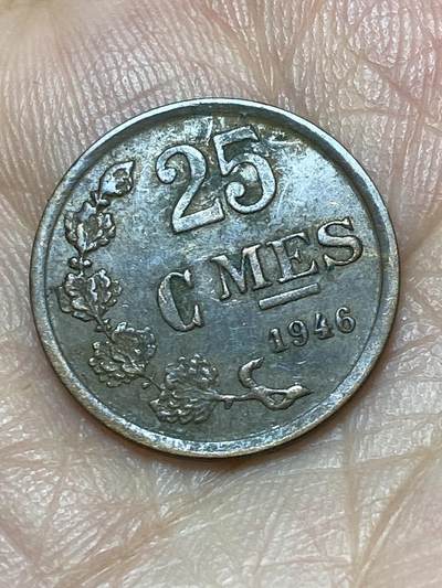 2026年第二十七场(总第一百九十六场）外国好品散币场(免佣金) - 卢森堡🇱🇺1946年25分(第七任大公夏洛特夫人时期，第四版首发年仅发行2年)