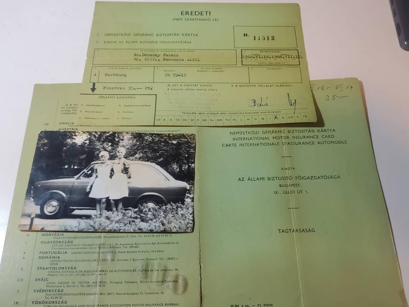 韵星假日军品类拍卖第41期 -- Rimey Holidays Militaria Auction 41 匈牙利人民共和国资深汽车协会会员Danszky Ferenc博士 登记册 保险单 家庭照片一组