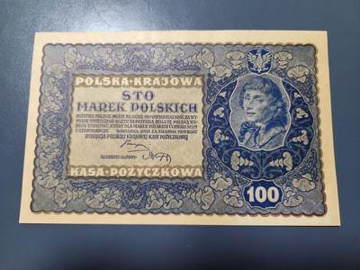 2月18号晚上8点 外国纸币自动截拍第27场 - 波兰人民共和国 100马克 兹罗提 1919年 原票 几乎全新