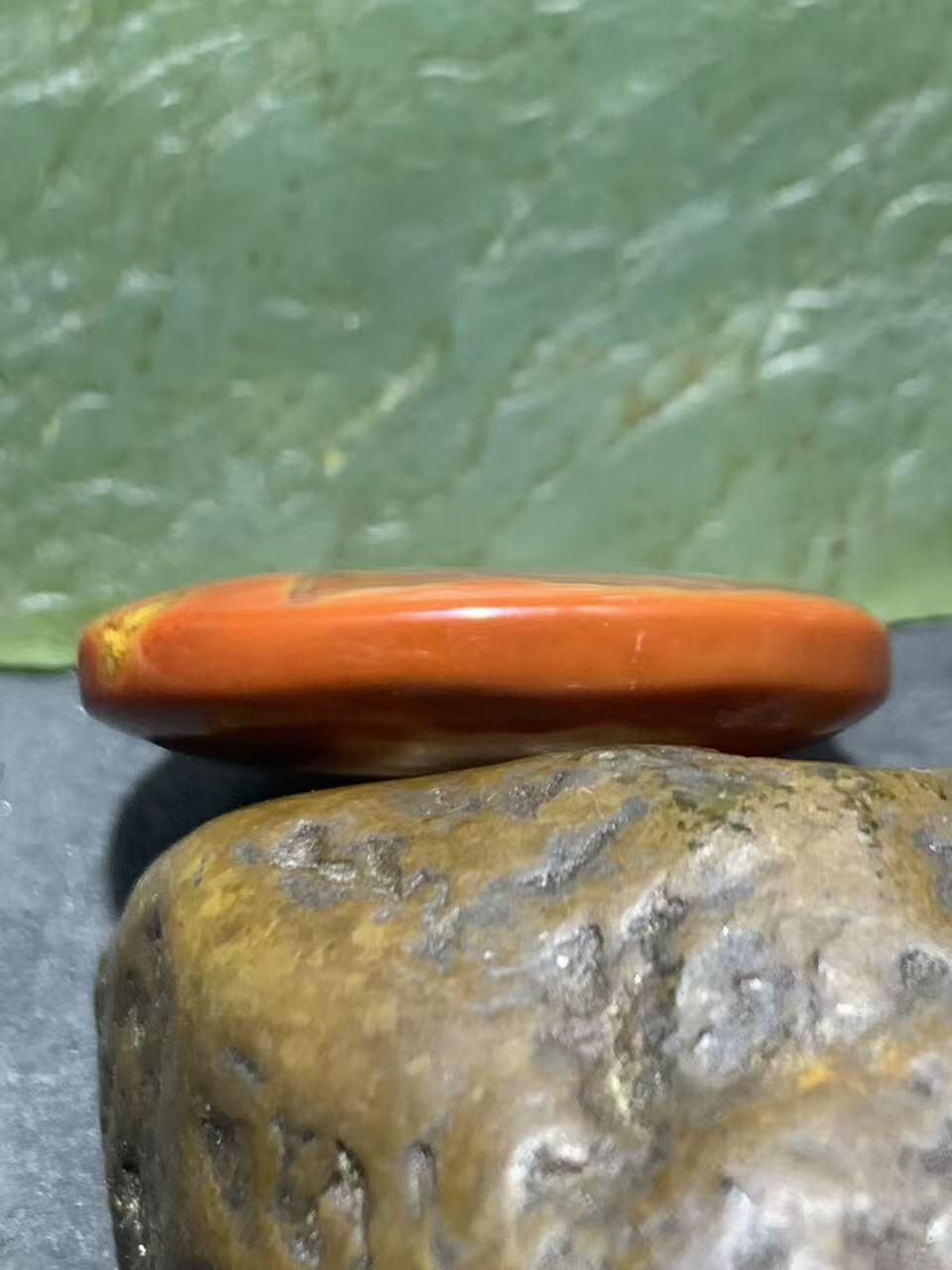 精美冰飘心天眼纹高玉化战国红玛瑙牌子，吊坠一个，