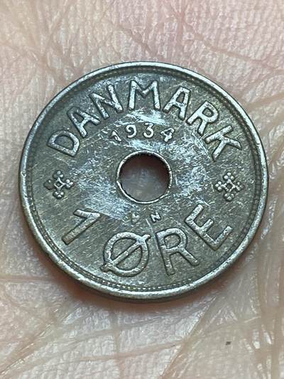 2026年第二十八场(总第一百九十七场）新春初七特拍场(佣金3%最低1元) - 丹麦🇩🇰1934年1欧尔(克里斯蒂安十世第六版，N; GJ版)