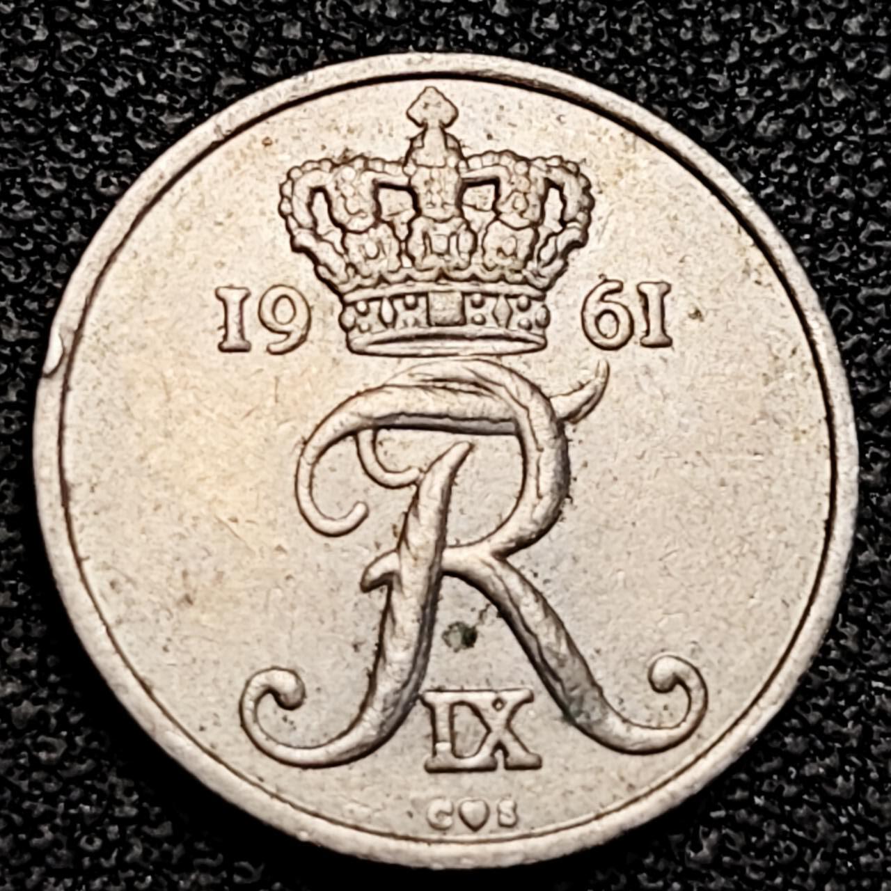 泉币菌-第190场-本场拍品多 请提前出价 （年后发货） 1961年 丹麦硬币10欧尔镍币 18MM