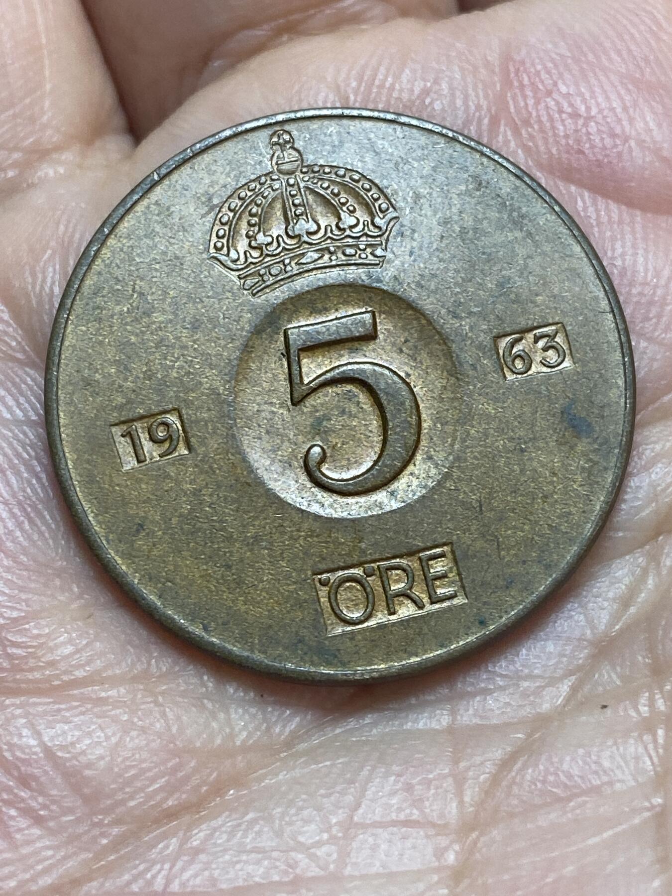 2026年第二十八场(总第一百九十七场）新春初七特拍场(佣金3%最低1元) 瑞典🇸🇪1963年5欧尔(古斯塔夫六世第一版，后期U标)