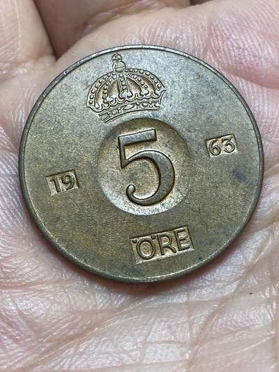 2026年第二十八场(总第一百九十七场）新春初七特拍场(佣金3%最低1元) - 瑞典🇸🇪1963年5欧尔(古斯塔夫六世第一版，后期U标)