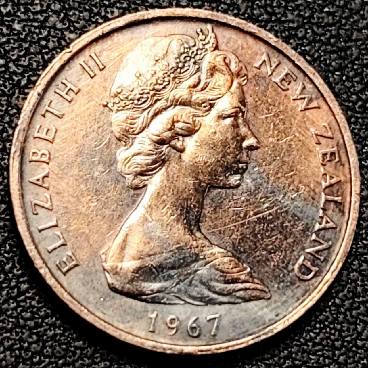 泉币菌-第190场-本场拍品多 请提前出价 （年后发货） 1967年 新西兰2分硬币金雀花 浅浮雕版 21mm