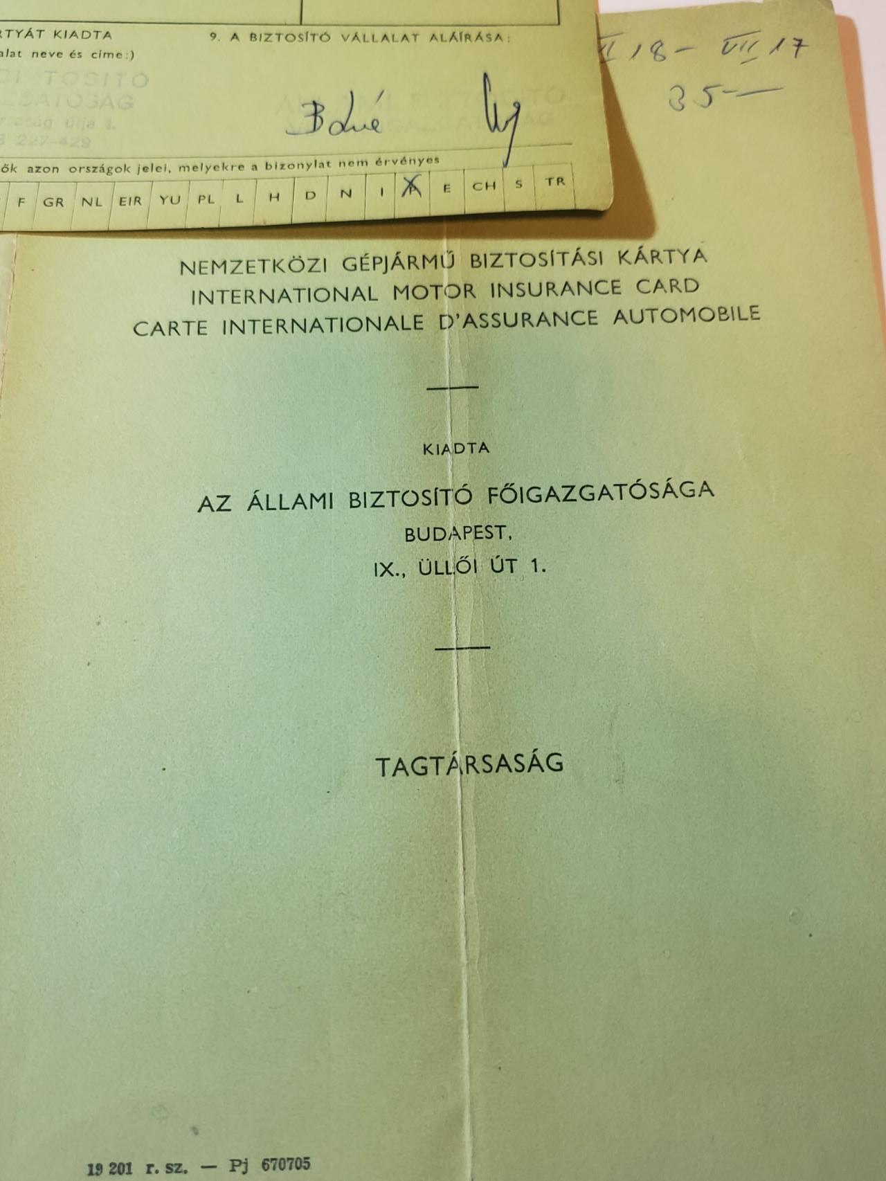 韵星假日军品类拍卖第41期 -- Rimey Holidays Militaria Auction 41 匈牙利人民共和国资深汽车协会会员Danszky Ferenc博士 登记册 保险单 家庭照片一组