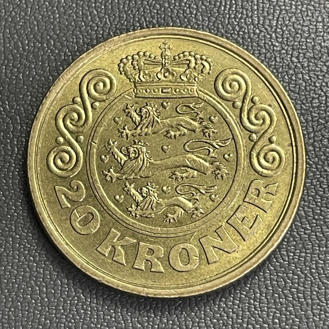 回流0301 丹麦1990年20克朗 玛格丽特二世女王