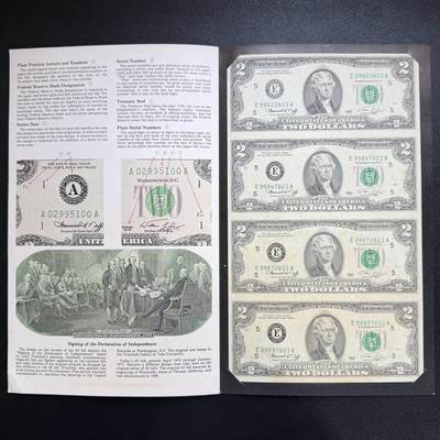 ＜星葵🌻钱币社＞非全新纸币场第70期·3月1日发货 - 美国1976年建国200周年2元四联纸币