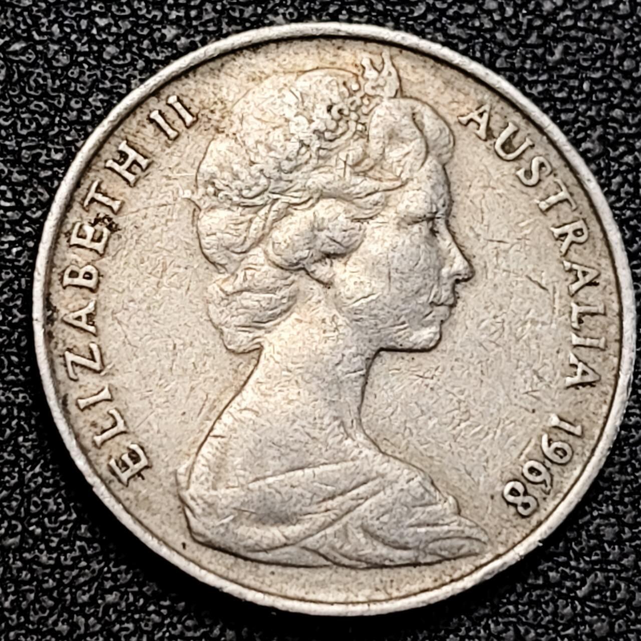 泉币菌-第190场-本场拍品多 请提前出价 （年后发货） 英属 澳大利亚1968年10分铜镍币 琴鸟 伊丽莎白二世女王  铜镍币 23.6mm