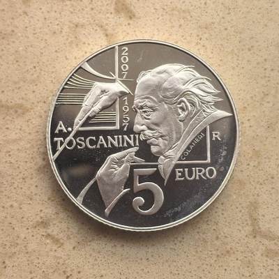 道一币馆币章第一百六十五场 - 圣马力诺2007年指挥家托斯卡尼尼逝世50周年5欧元银币  18g 925s