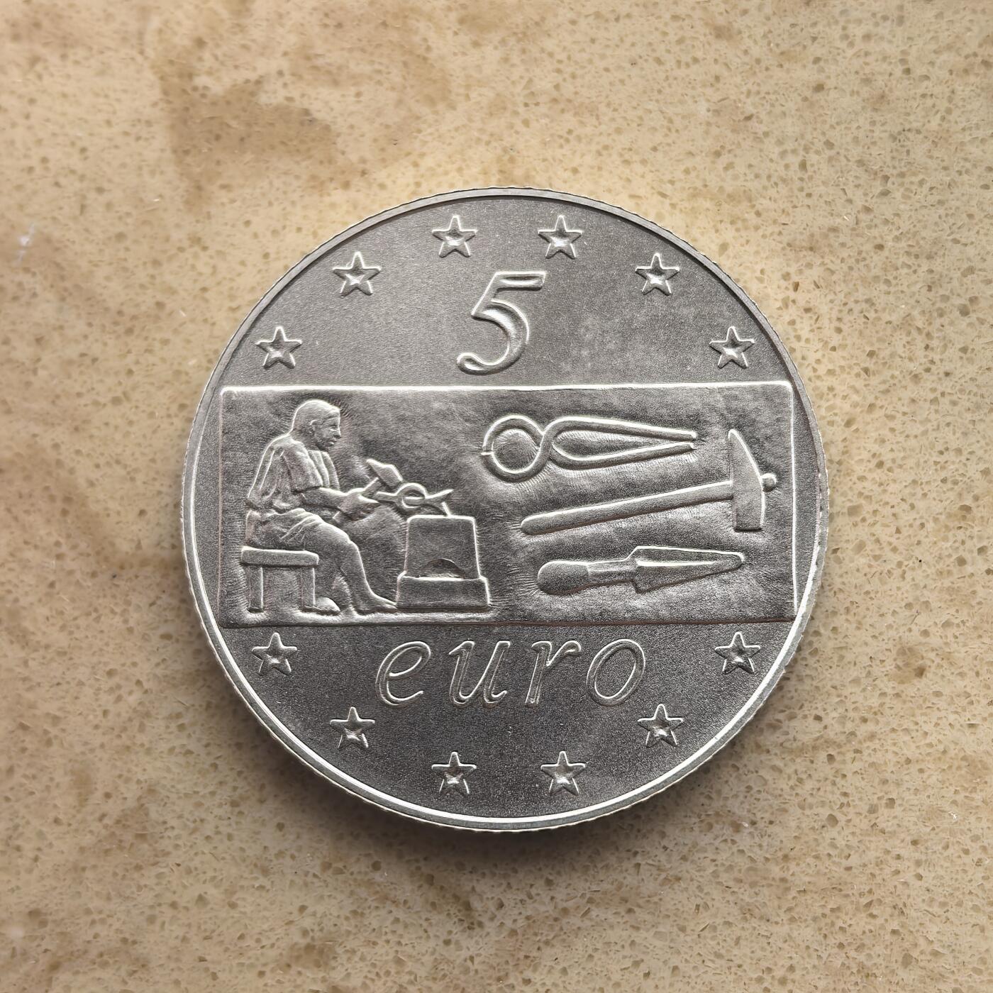 道一币馆币章第一百六十五场 意大利2003年欧洲手工业发展5欧元银币  18g 925s