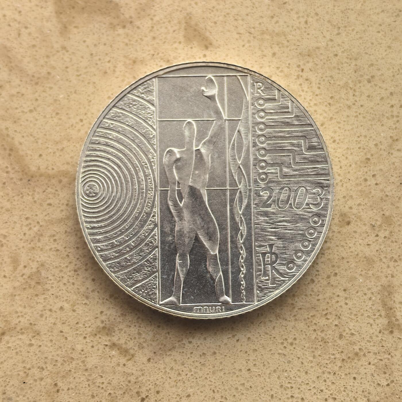 道一币馆币章第一百六十五场 意大利2003年欧洲手工业发展5欧元银币  18g 925s