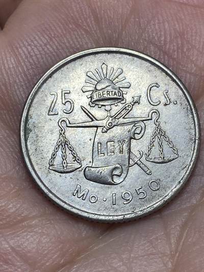 2026年第二十八场(总第一百九十七场）新春初七特拍场(佣金3%最低1元) - 墨西哥🇲🇽1950年25分银币(1950-1971年第一版，300银)