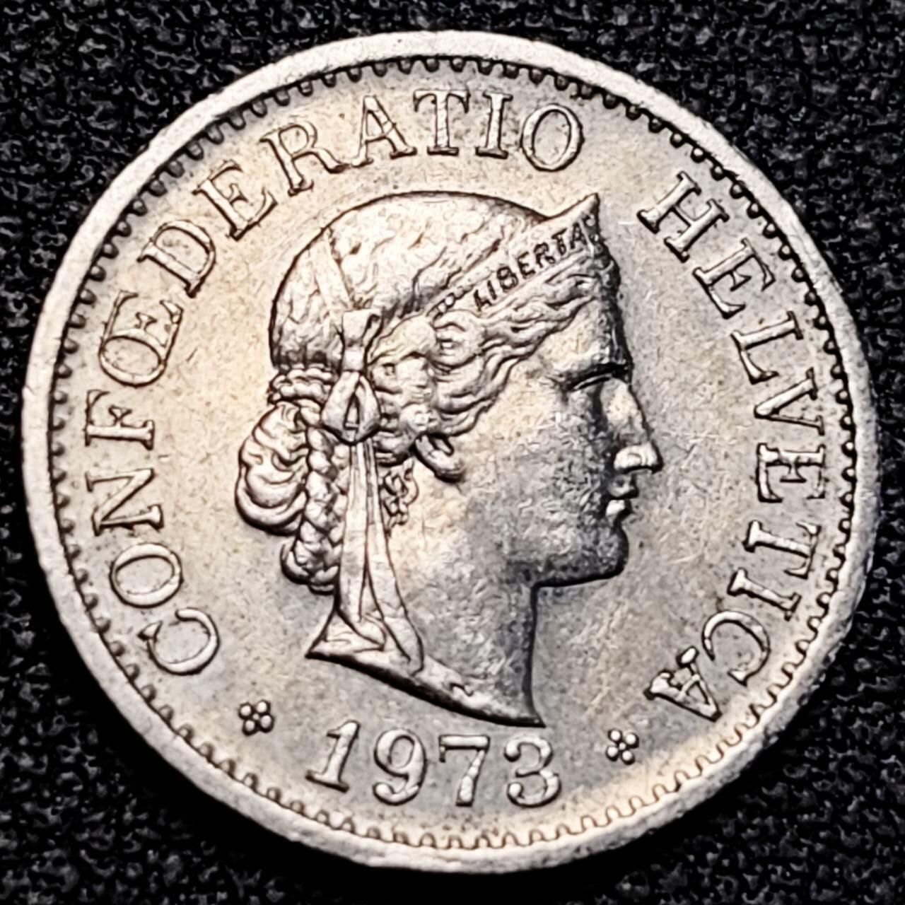 泉币菌-第190场-本场拍品多 请提前出价 （年后发货） 1973年 瑞士10分女神 19MM 