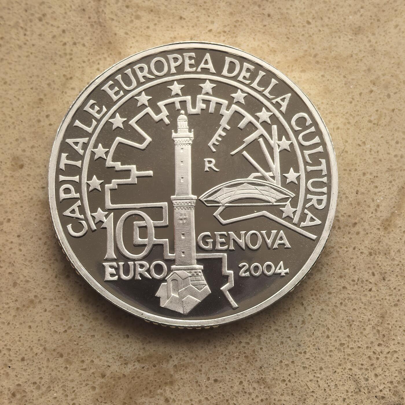 道一币馆币章第一百六十五场 意大利2004年欧洲文化之都热那亚10欧元精制银币  22g 925s