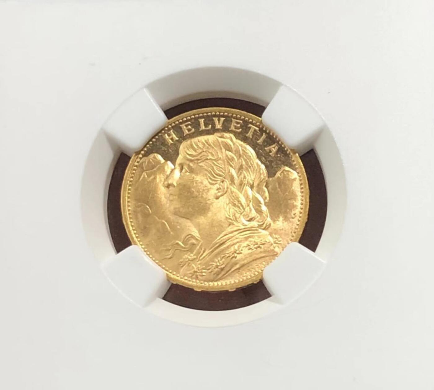 镜面PL瑞士1930年20法郎金币NGC-MS65PL