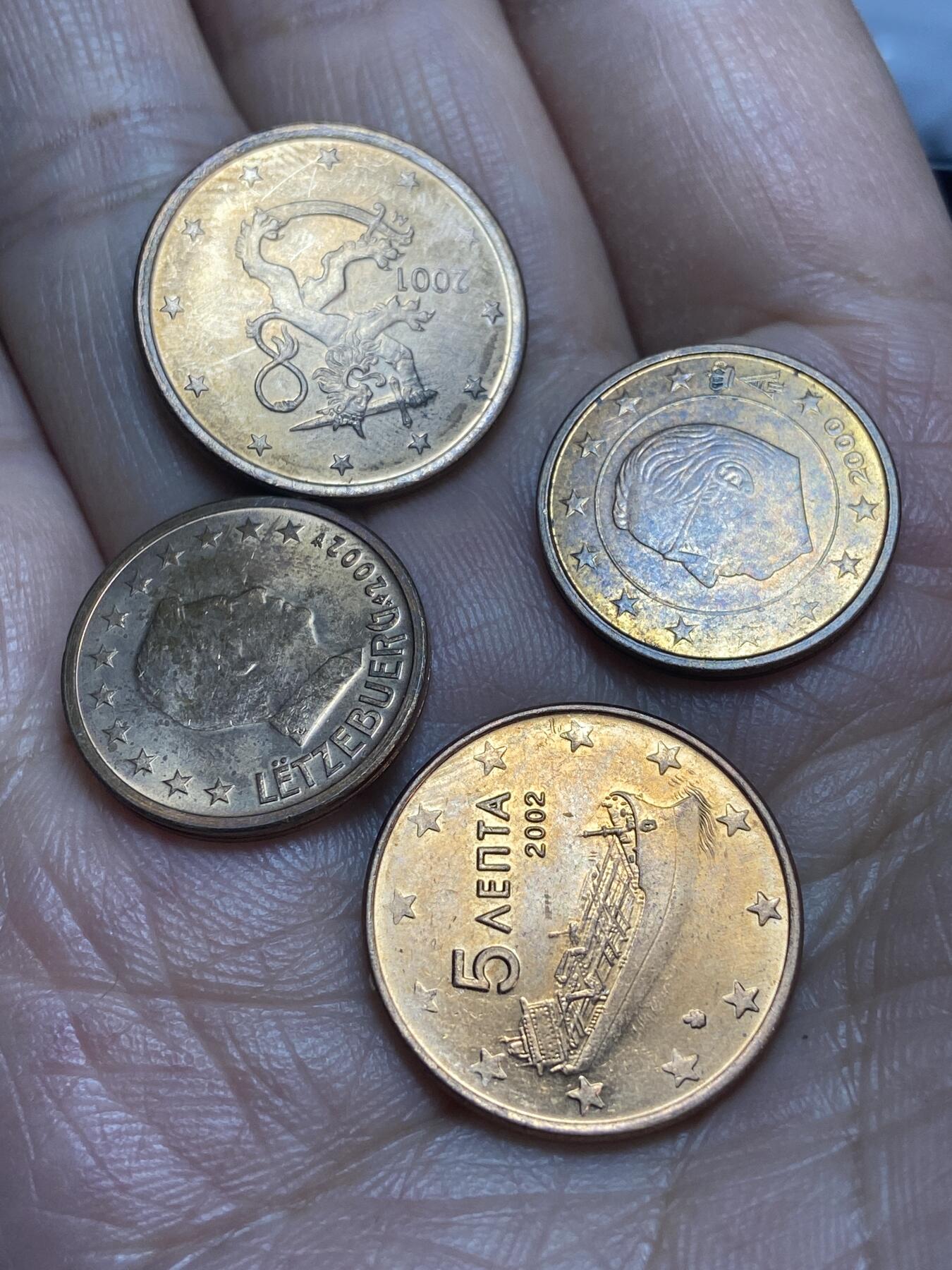 2026年第二十八场(总第一百九十七场）新春初七特拍场(佣金3%最低1元) 欧洲各国各年份欧分4枚(芬兰🇫🇮、比利时🇧🇪、卢森堡🇱🇺、希腊🇬🇷)