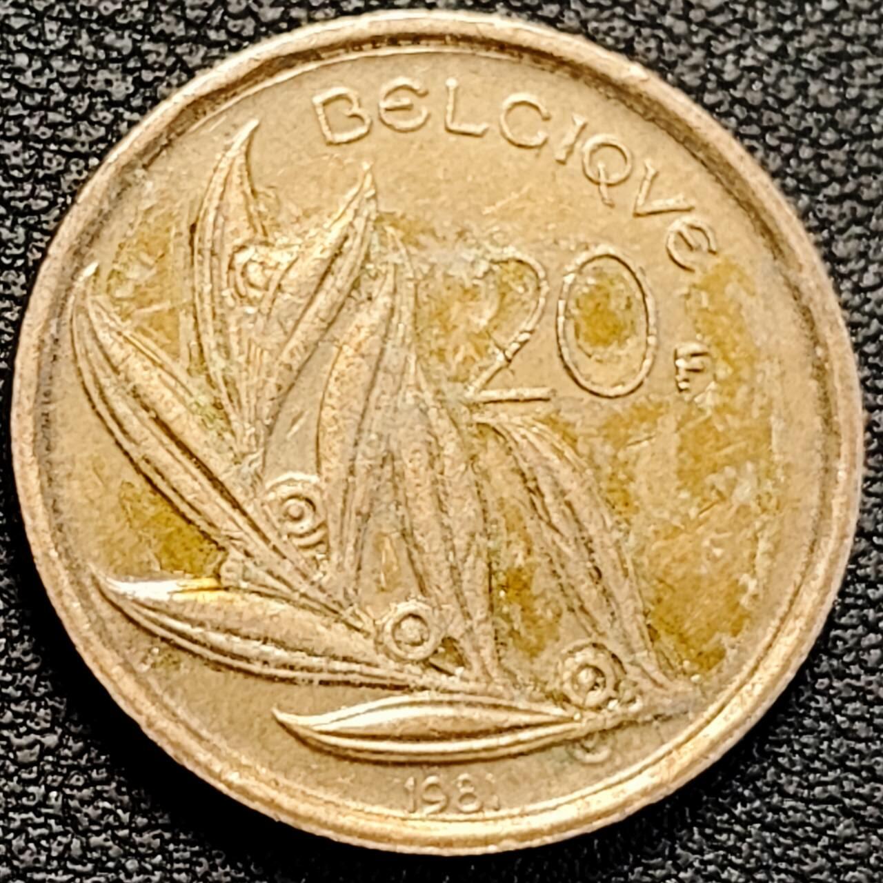 泉币菌-第190场-本场拍品多 请提前出价 （年后发货） 比利时1981年20法郎 博杜安一世国王 荷兰版 镍青铜币 25.53mm