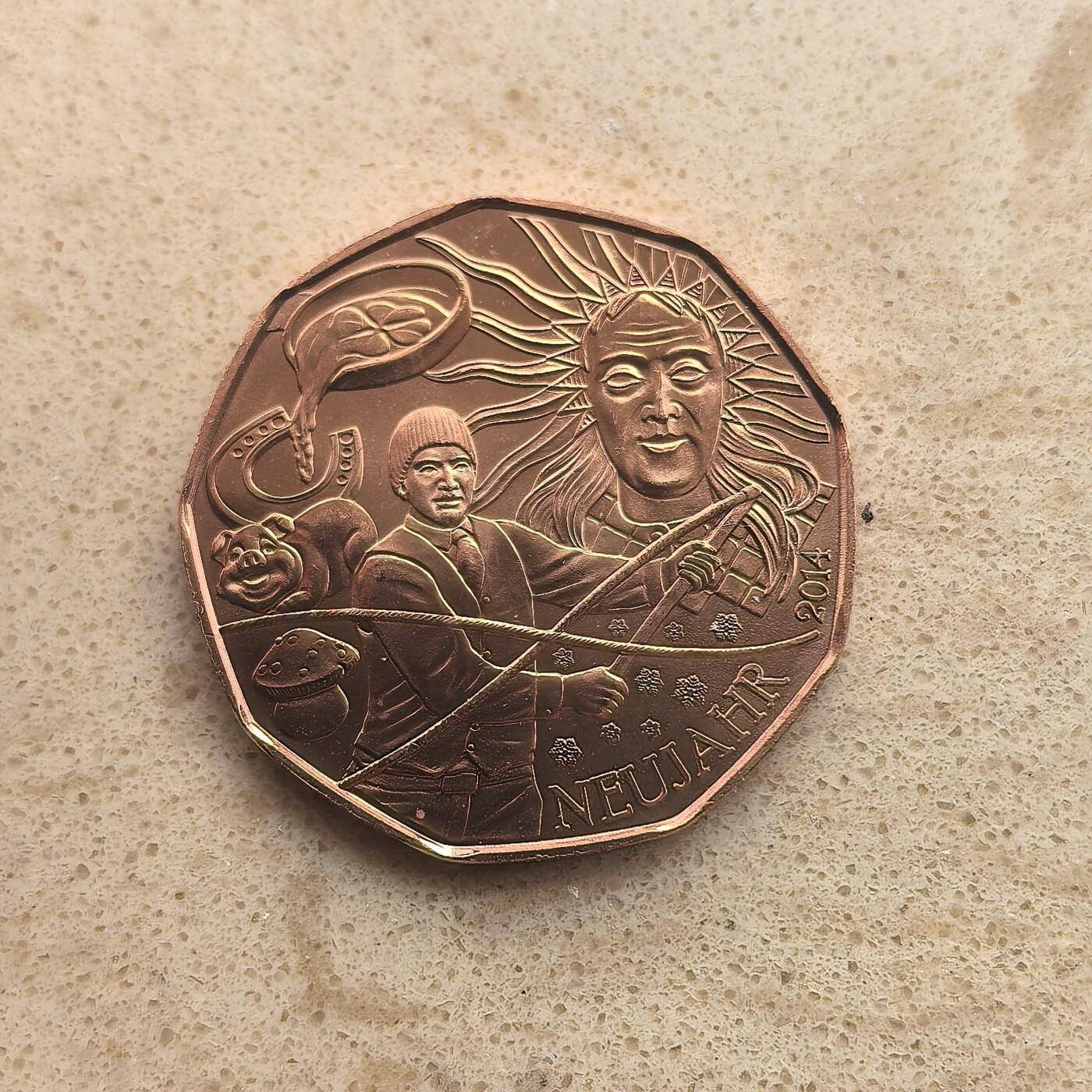 道一币馆币章第一百六十五场 奥地利2014年新年5欧元纪念铜币