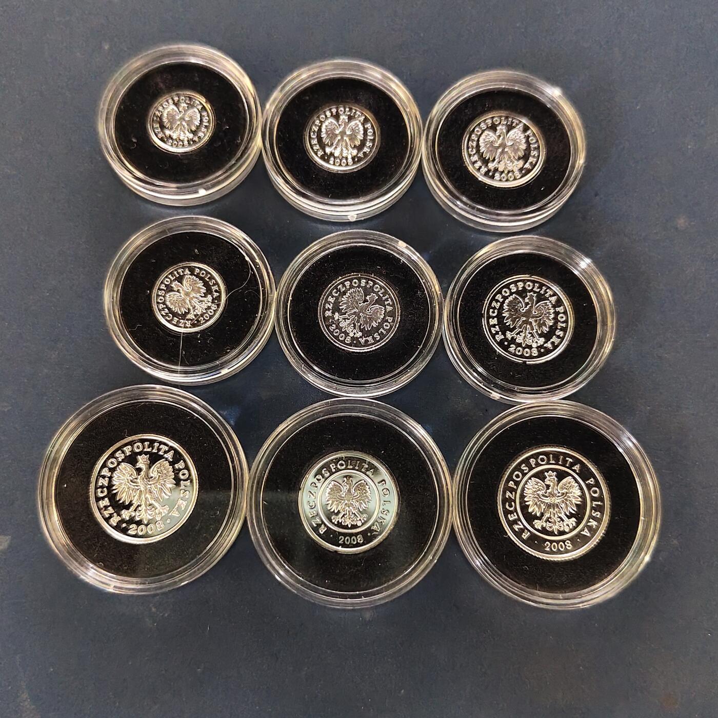 【全场包邮】纯粹捡漏拍505场 【稀少】波兰2008年官方全银复刻精制套币-盒证全-量1000