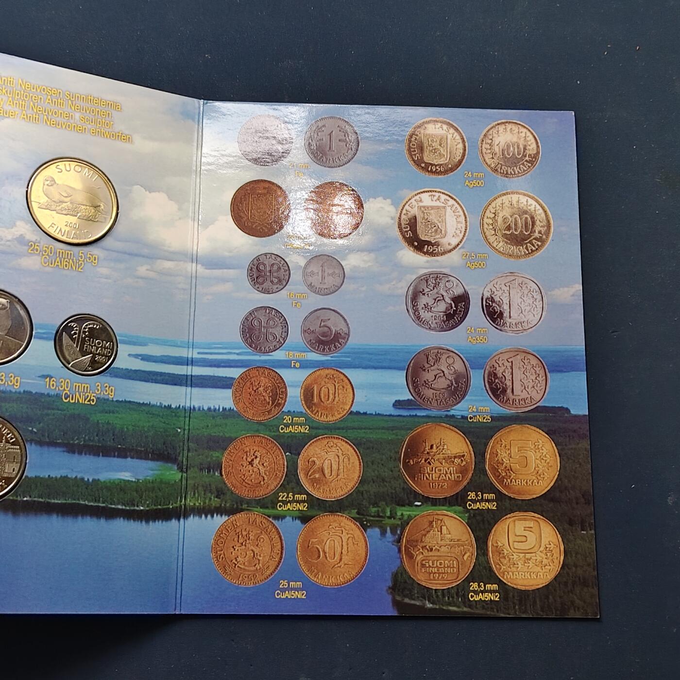 【全场包邮】纯粹捡漏拍504场-更新中 芬兰2001年铸币史系列官方套币-含马克创始人斯内尔曼纪念章